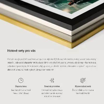 Billedsæt over sofa med tropiske vandfald og strande