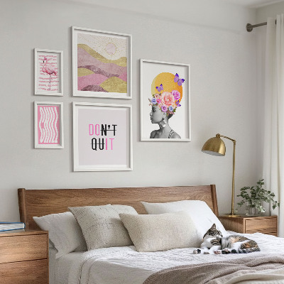 Billedkomposition til væg Inspiration til blomster i boho-stil