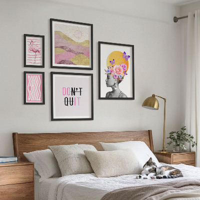 Billedkomposition til væg Inspiration til blomster i boho-stil