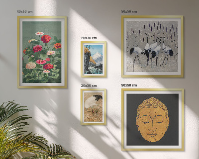 Billedsæt over sofa Asiatiske landskaber blomster