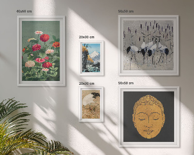 Billedsæt over sofa Asiatiske landskaber blomster