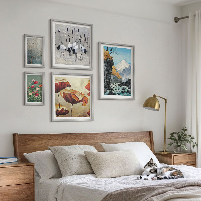 Billedsæt over sofa Landskaber med blomster og bjerge