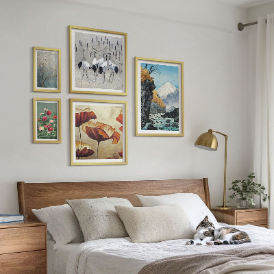Billedsæt over sofa Landskaber med blomster og bjerge