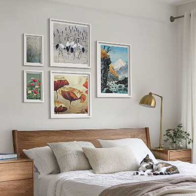 Billedsæt over sofa Landskaber med blomster og bjerge