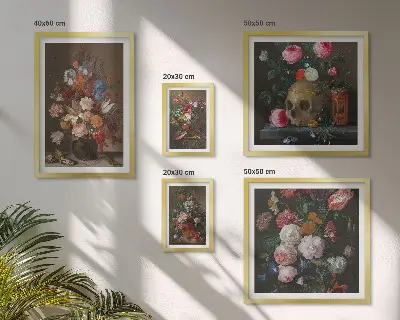 Klassiske blomsterkompositioner billedkomposition til væg