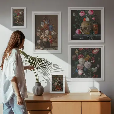Klassiske blomsterkompositioner billedkomposition til væg