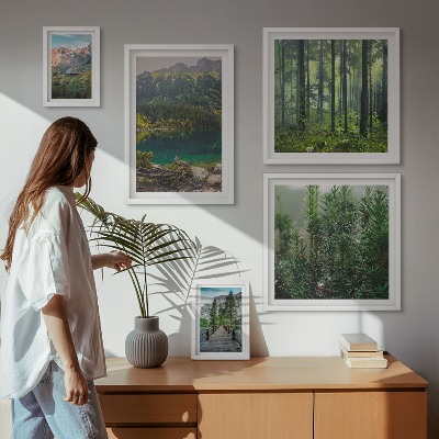 Billedsæt over sofa Bjerglandskaber og skove