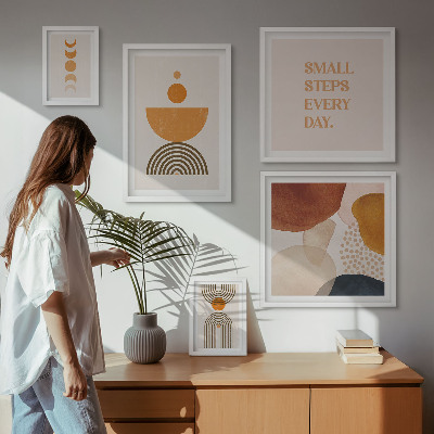 Billedkomposition til væg Stilfuld grafik i jordfarver