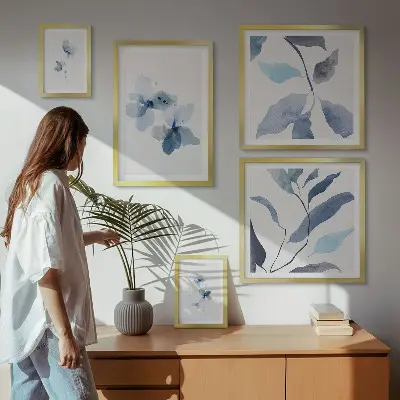 Akvarelblomster billedkomposition til væg