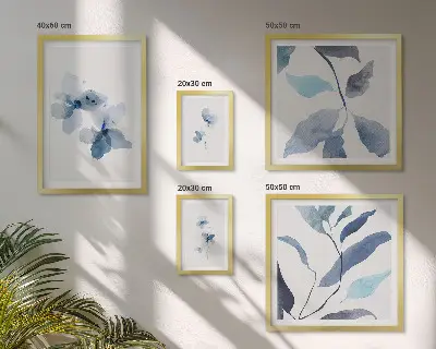Akvarelblomster billedkomposition til væg