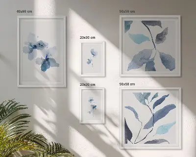 Akvarelblomster billedkomposition til væg