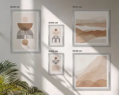 Abstrakte jordkompositioner billedsæt til at hænge over sofaen
