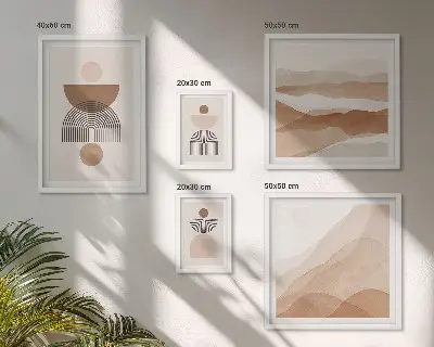 Abstrakte jordkompositioner billedsæt til at hænge over sofaen