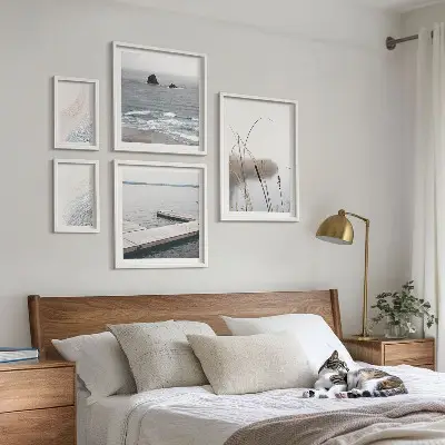 Billedsæt med havlandskaber minimalistisk stil til sofaen