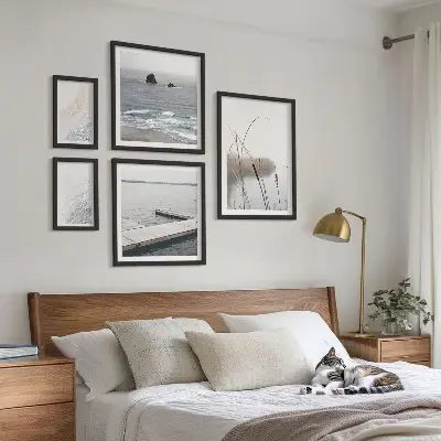 Billedsæt med havlandskaber minimalistisk stil til sofaen