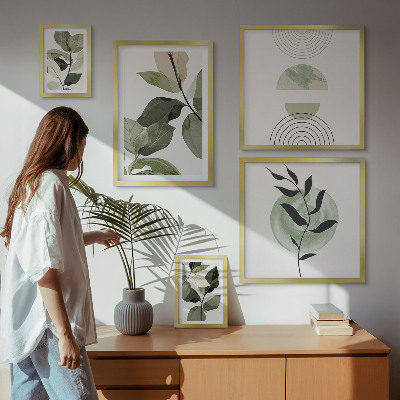 Billedsæt over sofa Skandinaviske plantemotiver