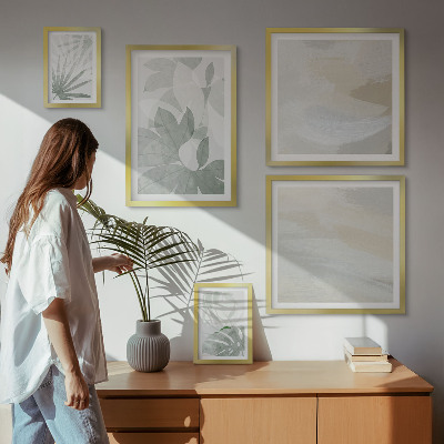 Billedsæt over sofa Grå og hvide plantemotiver