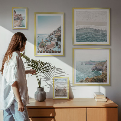 Billedsæt over sofa Landskaber i en kystby
