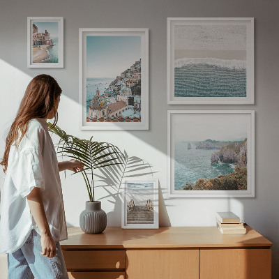 Billedsæt over sofa Landskaber i en kystby