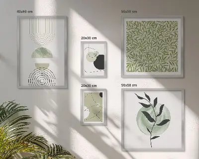 Billedkomposition til væg med abstrakte geometriske planter