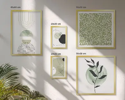Billedkomposition til væg med abstrakte geometriske planter