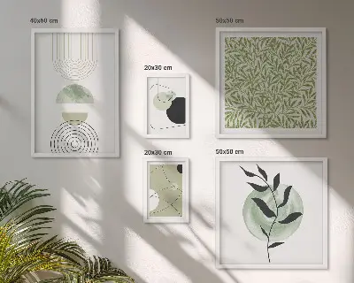 Billedkomposition til væg med abstrakte geometriske planter