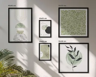 Billedkomposition til væg med abstrakte geometriske planter