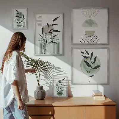 Stilfuld plantegrafik billedkomposition til væg