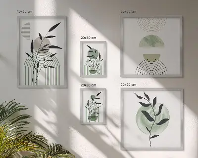 Stilfuld plantegrafik billedkomposition til væg