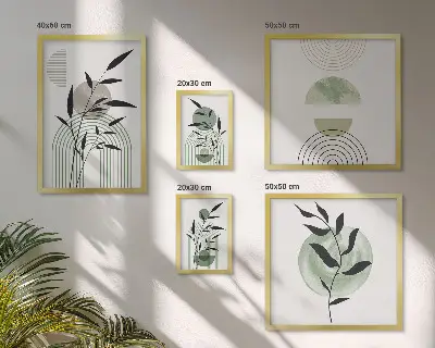 Stilfuld plantegrafik billedkomposition til væg