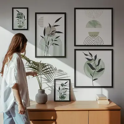 Stilfuld plantegrafik billedkomposition til væg