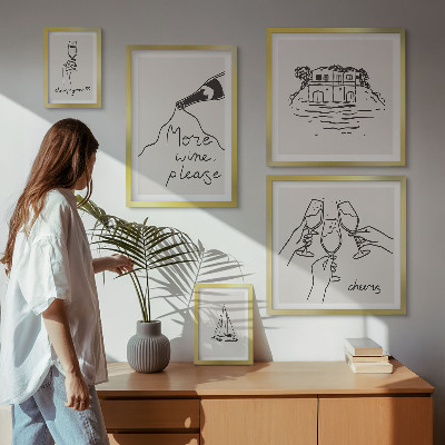 Billedsæt over sofa Stilfulde illustrationer af vintoast