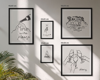 Billedsæt over sofa Stilfulde illustrationer af vintoast