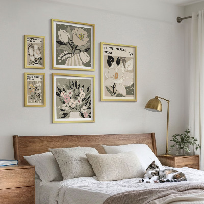 Billedsæt over sofa Blomstermønstre fra London og Seoul