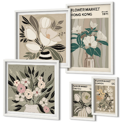 Billedsæt over sofa Retro vintage blomstermesse