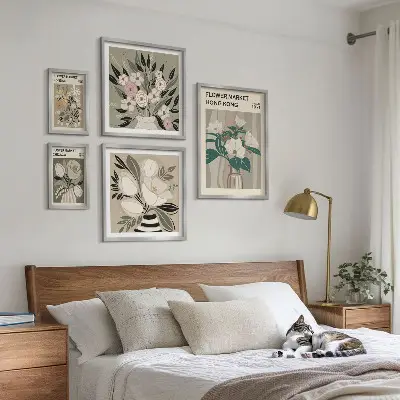 Billedsæt til væg retro vintage blomstermotiv