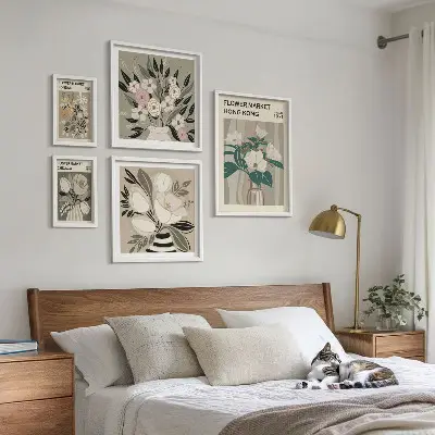 Billedsæt til væg retro vintage blomstermotiv