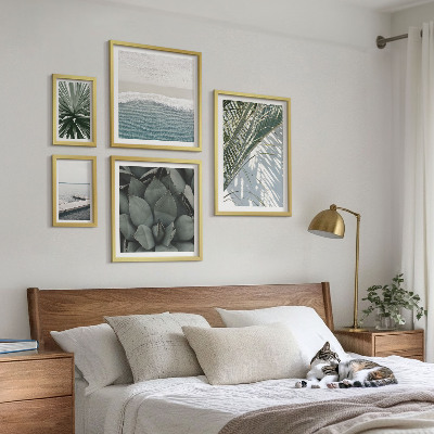 Billedsæt over sofa Tropiske planter med havet