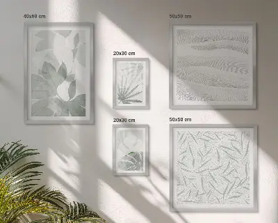 Billedsæt over sofa med motiver af grønne planter