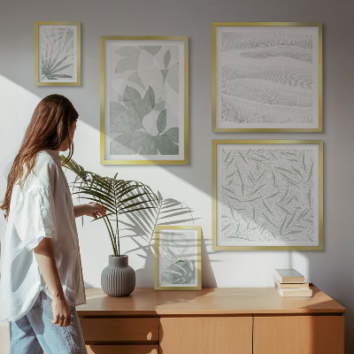 Billedsæt over sofa Motiver af plantegrønt