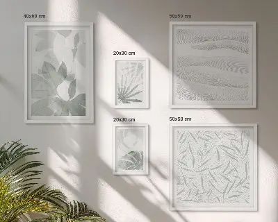 Billedsæt over sofa med motiver af grønne planter