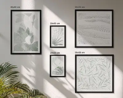 Billedsæt over sofa med motiver af grønne planter