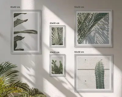 Billedkomposition til væggen med moderne planteaccenter