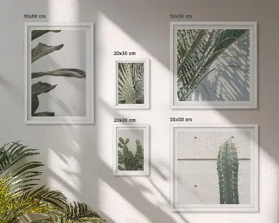 Billedkomposition til væggen med moderne planteaccenter