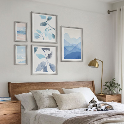 Billedsæt over sofa Naturblå minimalistisk