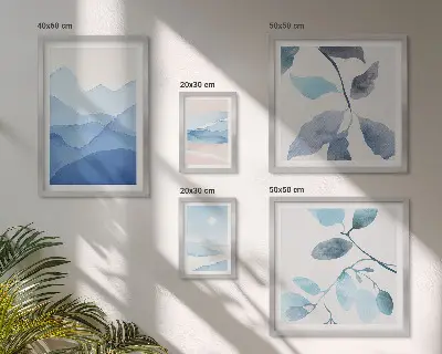 Billedsæt til sofa naturblåt minimalistisk design