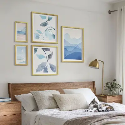 Billedsæt til sofa naturblåt minimalistisk design