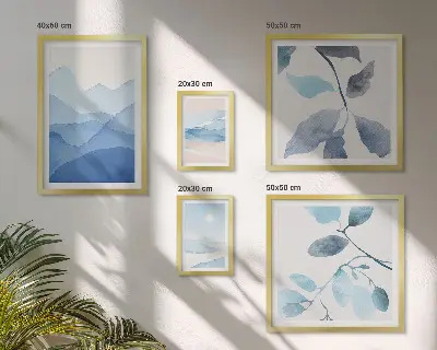 Billedsæt til sofa naturblåt minimalistisk design