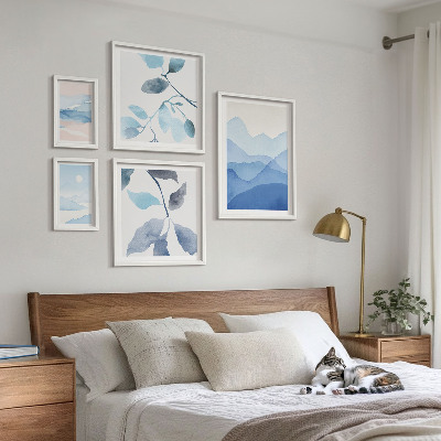 Billedsæt over sofa Naturblå minimalistisk
