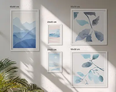 Billedsæt til sofa naturblåt minimalistisk design